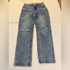 Cotton On Dad Jeans Light Wash Straight-Leg Jeans with Knee Distress